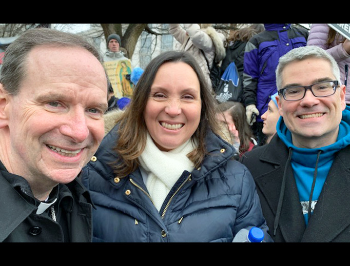 John and Lisa Clark with Bishop Michael Burbidge at the 46th March for Life, Jan. 18, 2019. John and Lisa Clark with Bishop Michael Burbidge at the 46th March for Life, Jan. 18, 2019.