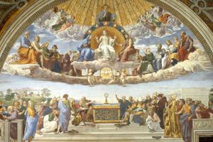 Disputation of the Holy Eucharist (Raphael, 1509–1510, Raphael Rooms, Vatican Museums, Vatican City) Disputation of the Holy Eucharist (Raphael, 1509–1510, Raphael Rooms, Vatican Museums, Vatican City)
