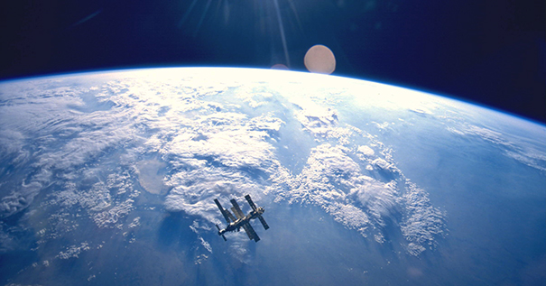 Russian Space Station Mir, backdropped against Earth, taken from the Space Shuttle Atlantis following undocking from the station at the end of STS-71 on the 4th of July, 1995. Russian Space Station Mir, backdropped against Earth, taken from the Space Shuttle Atlantis following undocking from the station at the end of STS-71 on the 4th of July, 1995.