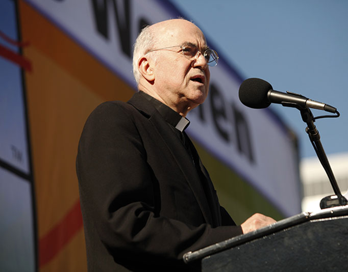 Archbishop Carlo Maria Viganò speaks to thousands during the 'Walk for Life' rally and march in San Francisco in 2015. Archbishop Carlo Maria Viganò speaks to thousands during the 'Walk for Life' rally and march in San Francisco in 2015.