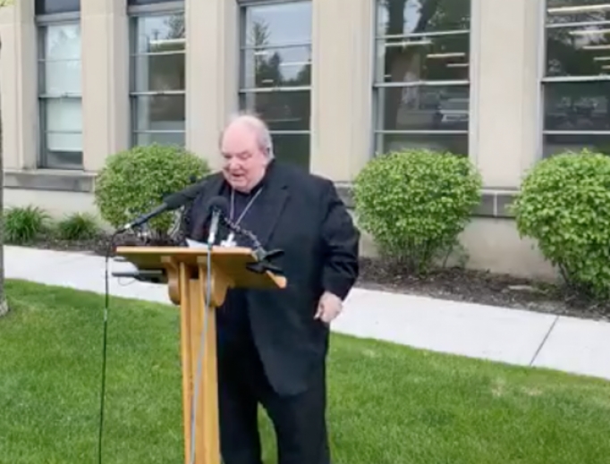 Archbishop Bernard Hebda speaking a press conference on May 21, 2020. Archbishop Bernard Hebda speaking a press conference on May 21, 2020.