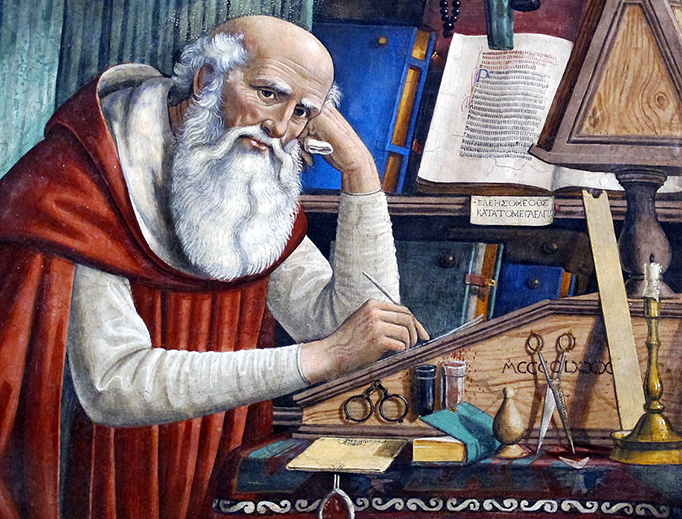 Ghirlandaio, “Saint Jerome in His Study” (detail), 1480, Church of Ognissanti, Florence, Italy Ghirlandaio, “Saint Jerome in His Study” (detail), 1480, Church of Ognissanti, Florence, Italy