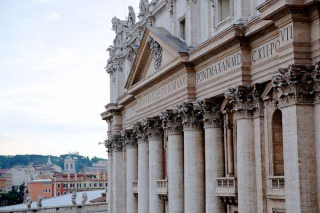 A view of the facade of St. Peter's Basilica from the Vatican's Apostolic Palace. A view of the facade of St. Peter's Basilica from the Vatican's Apostolic Palace.
