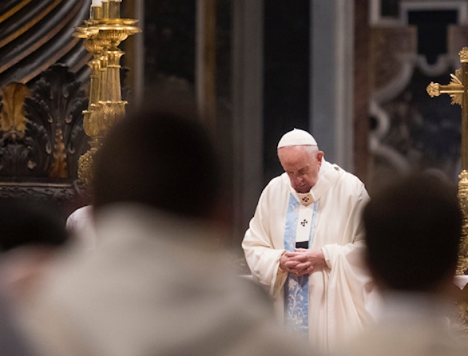 Pope Francis celebrates Mass for Solemnity of Mary, Mother of God Jan. 1, 2020. Pope Francis celebrates Mass for Solemnity of Mary, Mother of God Jan. 1, 2020.