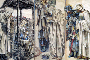 ABOVE: Edward Burne-Jones (1833–1898), Cartoon for ‘Adoration of the Magi’ Tapestry. BELOW: Photo by Angelo Stagnaro. ABOVE: Edward Burne-Jones (1833–1898), Cartoon for ‘Adoration of the Magi’ Tapestry. BELOW: Photo by Angelo Stagnaro.