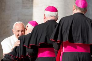 Pope Francis with cardinals and bishops at the general audience in St. Peter's Square Jan. 24.
Pope Francis with cardinals and bishops at the general audience in St. Peter's Square Jan. 24.