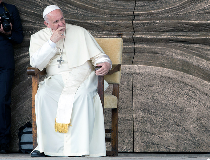 Pope Francis at the “Maria Theotokos” shrine in Loppiano, Italy on May 10, 2018. Pope Francis at the “Maria Theotokos” shrine in Loppiano, Italy on May 10, 2018.