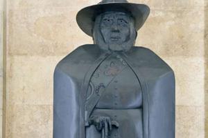 The bronze cast of Marisol Escobar's 'Father Damien' in the National Statuary Hall. The bronze cast of Marisol Escobar's 'Father Damien' in the National Statuary Hall.