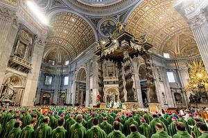Pope Francis celebrated the closing Mass of the Synod of Bishops for the Pan-Amazon region, in St. Peter's Basilica, Oct. 27, 2019. Pope Francis celebrated the closing Mass of the Synod of Bishops for the Pan-Amazon region, in St. Peter's Basilica, Oct. 27, 2019.