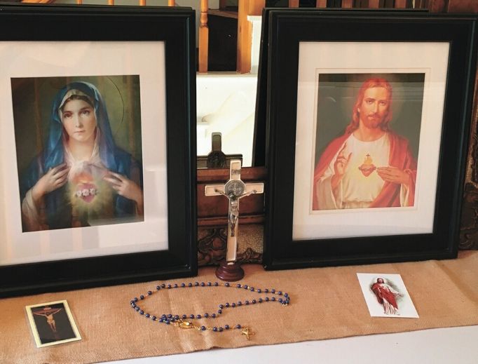 Families across the country decorate dedicated spaces in their homes to gather their domestic churches for prayer, including the Andersons in North Carolina (shown above). Families across the country decorate dedicated spaces in their homes to gather their domestic churches for prayer, including the Andersons in North Carolina (shown above).