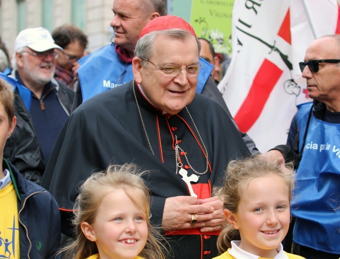 Above, Cardinal Raymond Burke, the patron of the Sovereign Order of Malta, participates in the Rome March for Life May 18, which capped off the Rome Life Forum, which discussed the dangers and devastating consequences of building nations and human societies without Christ. Speakers included Cardinal Willem Eijk, the archbishop of Utrecht, Netherlands, and Auxiliary Bishop Athanasius Schneider of Astana, Kazakhstan. Above, Cardinal Raymond Burke, the patron of the Sovereign Order of Malta, participates in the Rome March for Life May 18, which capped off the Rome Life Forum, which discussed the dangers and devastating consequences of building nations and human societies without Christ. Speakers included Cardinal Willem Eijk, the archbishop of Utrecht, Netherlands, and Auxiliary Bishop Athanasius Schneider of Astana, Kazakhstan.