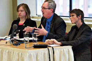 From left,lawyers Amy Sakalauskas, Ronald MacDonald and Elaine Craig make a presentation regarding Trinity Western University's proposed law school to the Nova Scotia Barristers' Society executive committee in Halifax. Critics believe that the nature of the school's community covenant agreement is discriminatory. From left,lawyers Amy Sakalauskas, Ronald MacDonald and Elaine Craig make a presentation regarding Trinity Western University's proposed law school to the Nova Scotia Barristers' Society executive committee in Halifax. Critics believe that the nature of the school's community covenant agreement is discriminatory.