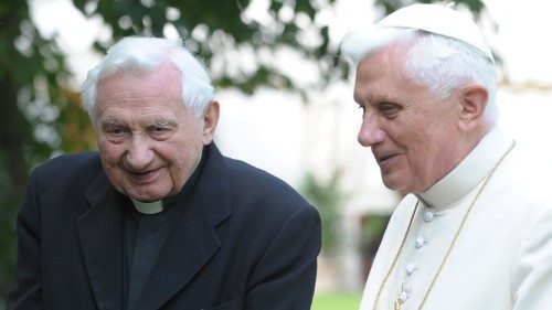 Msgr. Georg Ratzinger with Benedict XVI. Msgr. Georg Ratzinger with Benedict XVI.