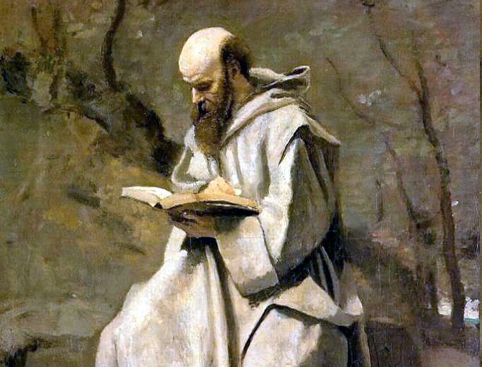 Jean-Baptiste Camille Corot (1796-1875), “Monk in White, Seated, Reading” Jean-Baptiste Camille Corot (1796-1875), “Monk in White, Seated, Reading”