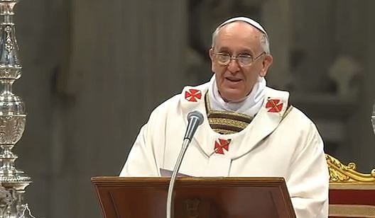 Pope Francis delivering his Chrism Mass homily this morning in St. Peter's Basilica. March 28, 2013. Pope Francis delivering his Chrism Mass homily this morning in St. Peter's Basilica. March 28, 2013.