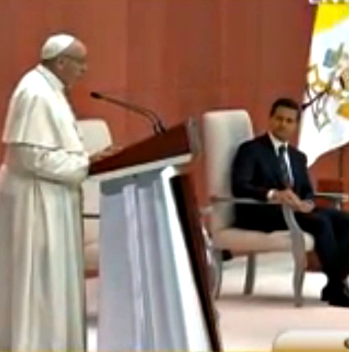 Pope Francis addresses civic authorities in Mexico City on Feb. 13. Pope Francis addresses civic authorities in Mexico City on Feb. 13.