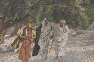 James Tissot, “The Pilgrims on the Road to Emmaus” (c. 1890) James Tissot, “The Pilgrims on the Road to Emmaus” (c. 1890)