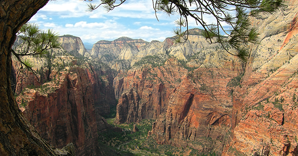 View from the Angels Landing trail looking northward to the Narrows, Zion National Park, Utah. View from the Angels Landing trail looking northward to the Narrows, Zion National Park, Utah.