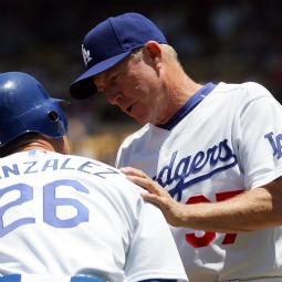 Assistant coach Rich Donnelly of the Los Angeles Dodgers talks with Luis Gonzalez during the game against the Florida Marlins at Dodger Stadium on July 8, 2007, in Los Angeles.
Assistant coach Rich Donnelly of the Los Angeles Dodgers talks with Luis Gonzalez during the game against the Florida Marlins at Dodger Stadium on July 8, 2007, in Los Angeles.