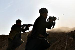 Kurdish peshmerga fighters fire at an ISIS position during an assault to recapture the village of Tiskharab, near Mosul, Iraq, on Oct. 20. Kurdish and Iraqi forces, supported by numerous countries, including Britain and the USA, have continued their advance towards towards Iraq's second-largest city of Mosul, which has been held by Islamic State militants since 2014. Kurdish peshmerga fighters fire at an ISIS position during an assault to recapture the village of Tiskharab, near Mosul, Iraq, on Oct. 20. Kurdish and Iraqi forces, supported by numerous countries, including Britain and the USA, have continued their advance towards towards Iraq's second-largest city of Mosul, which has been held by Islamic State militants since 2014.