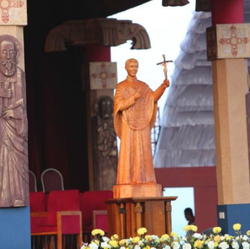 A statue of St. Joseph Vaz at the Jan. 14 canonization Mass in Colombo, Sri Lanka. A statue of St. Joseph Vaz at the Jan. 14 canonization Mass in Colombo, Sri Lanka.