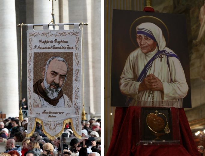 St. Pio and Teresa of Calcutta inspire devotion to the Eucharist within the domestic church. St. Pio and Teresa of Calcutta inspire devotion to the Eucharist within the domestic church.