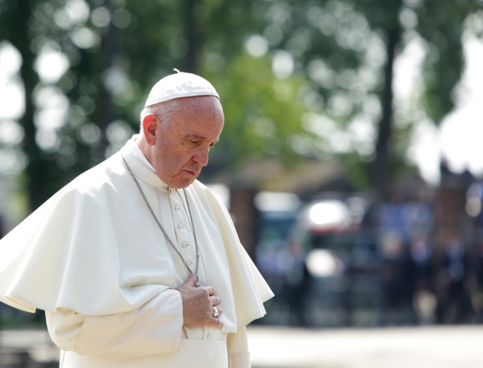 Pope Francis during his visit to the Nazi concentration camp, Auschwitz. Pope Francis during his visit to the Nazi concentration camp, Auschwitz.