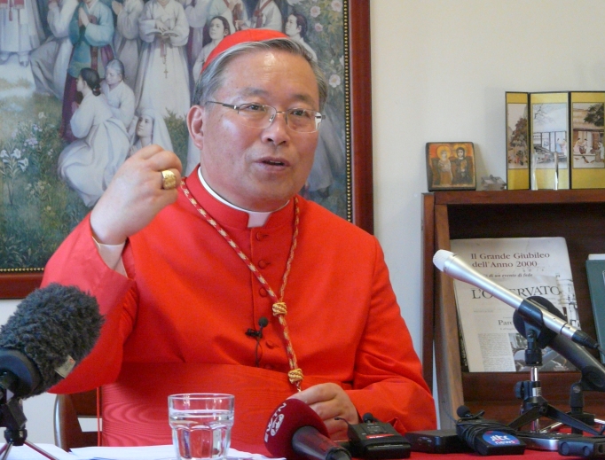 Cardinal Andrew Yeom Soo-jung of Seoul speaks at a press conference Feb. 25, 2014. Cardinal Andrew Yeom Soo-jung of Seoul speaks at a press conference Feb. 25, 2014.
