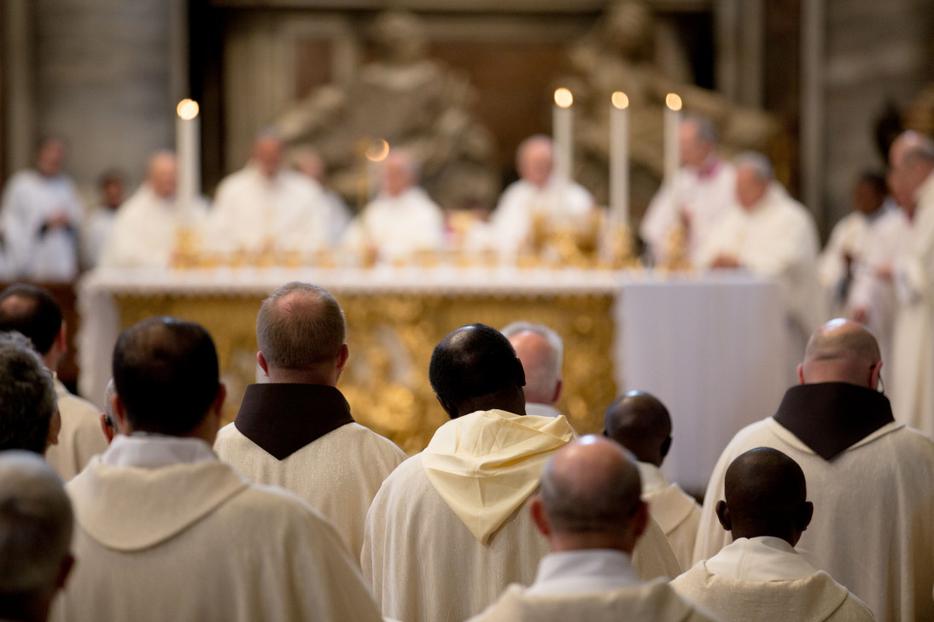 Priests attend Mass with Pope Francis for the Missionaries of Mercy in Vatican City on April 10, 2018. Priests attend Mass with Pope Francis for the Missionaries of Mercy in Vatican City on April 10, 2018.