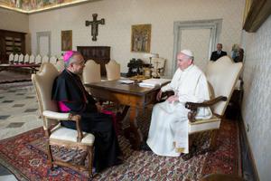 Archbishop Edgar Peña Parra meets with Pope Francis in Vatican City Aug. 17. Archbishop Edgar Peña Parra meets with Pope Francis in Vatican City Aug. 17.