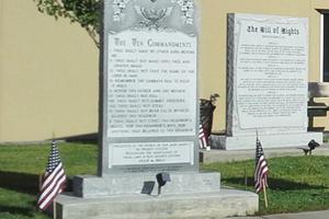 The Ten Commandments monument in Bloomfield, N.M., is situated in a public park alongside several other monuments. The Ten Commandments monument in Bloomfield, N.M., is situated in a public park alongside several other monuments.