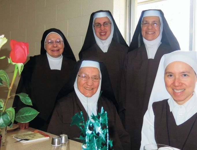 The sisters — shown clockwise from top left: Sister Joseph Marie, 81; Sister Veronica, 38; and Mother Madonna, 54; Sister Theresa Marie, novice, 48; and Sister Margaret Mary, 83 — live their vocations hidden from the world in the Peace Garden State. The sisters — shown clockwise from top left: Sister Joseph Marie, 81; Sister Veronica, 38; and Mother Madonna, 54; Sister Theresa Marie, novice, 48; and Sister Margaret Mary, 83 — live their vocations hidden from the world in the Peace Garden State.