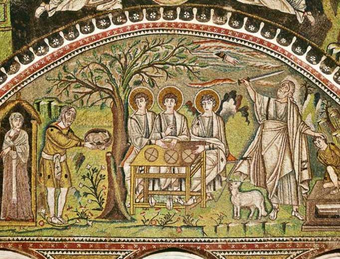 The Hospitality of Abraham (Holy Trinity) (Basilica di San Vitale, Ravenna, Italy). 6th century. The Hospitality of Abraham (Holy Trinity) (Basilica di San Vitale, Ravenna, Italy). 6th century.