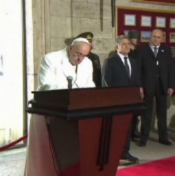 Pope Francis delivers remarks following his arrival Nov. 28 in Ankara, Turkey. Pope Francis delivers remarks following his arrival Nov. 28 in Ankara, Turkey.