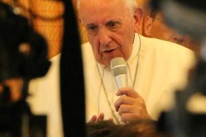 Pope Francis speaks with journalists on his flight to Rome at the conclusion of his June 24-26 papal visit to Armenia.