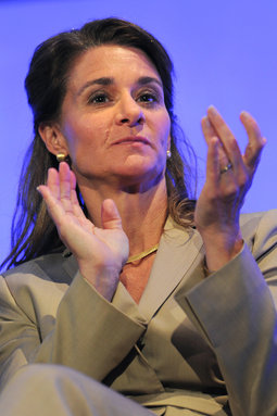 Melinda Gates applauds at the London Family Planning Summit recently. Melinda Gates applauds at the London Family Planning Summit recently.