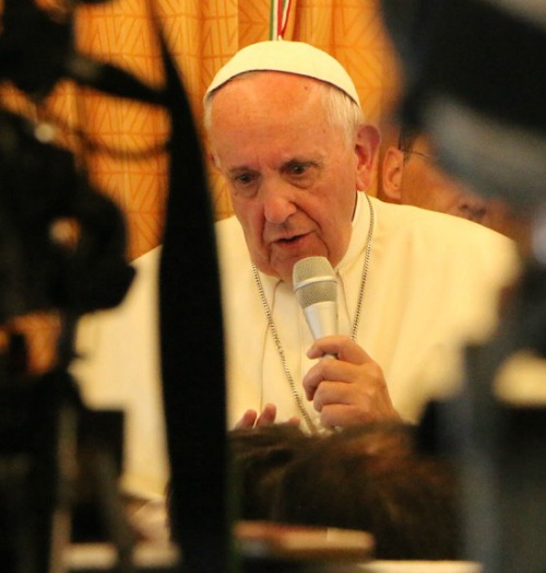 Pope Francis speaks with journalists on his flight to Rome at the conclusion of his June 24-26 papal visit to Armenia. Pope Francis speaks with journalists on his flight to Rome at the conclusion of his June 24-26 papal visit to Armenia.