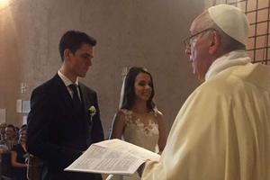 Pope Francis celebrates a wedding in Vatican City July 14. 