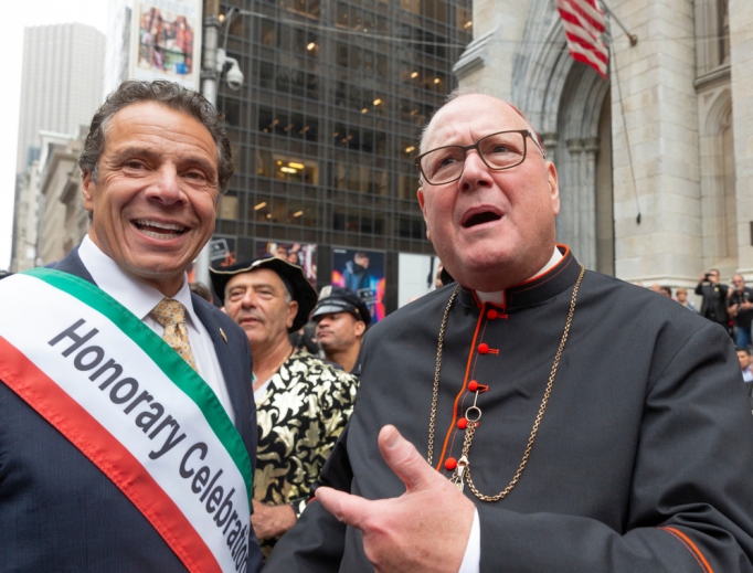 Gov. Andrew Cuomo and Cardinal Timothy Dolan attend the Columbus Day Parade along Fifth Avenue in Manhattan Oct. 8, 2018. Gov. Andrew Cuomo and Cardinal Timothy Dolan attend the Columbus Day Parade along Fifth Avenue in Manhattan Oct. 8, 2018.