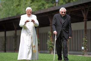 Pope Benedict XVI walks with his brother, Msgr. Georg Ratzinger, in Bressanone, Italy, July 31, 2008. Pope Benedict XVI walks with his brother, Msgr. Georg Ratzinger, in Bressanone, Italy, July 31, 2008.