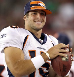 Denver Broncos' quarterback Tim Tebow warms up on the sidelines during the NFL preseason. Denver Broncos' quarterback Tim Tebow warms up on the sidelines during the NFL preseason.