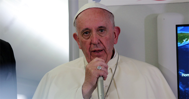 Pope Francis aboard the papal flight from Mexico to Rome, Italy on February 17, 2016. Pope Francis aboard the papal flight from Mexico to Rome, Italy on February 17, 2016.