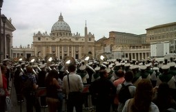 Ohio University's band performs near the Vatican. Ohio University's band performs near the Vatican.