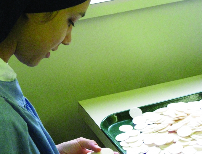 Making altar bread is a labor of love, including for the sisters at the Benedictine Monastery of the Immaculate Heart of Mary, Benedictine Sisters of Perpetual Adoration and the Monastery of the Sacred Passion. Making altar bread is a labor of love, including for the sisters at the Benedictine Monastery of the Immaculate Heart of Mary, Benedictine Sisters of Perpetual Adoration and the Monastery of the Sacred Passion.