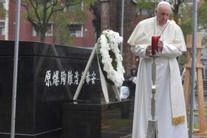 Pope Francis prays at the Nagasaki ground zero site on Nov. 24. Pope Francis prays at the Nagasaki ground zero site on Nov. 24.