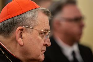 Cardinal Raymond Burke, shown listening in the audience during the book presentation of Christus Vincit in Rome on Oct. 14, 2019, says of the post-synodal document: ‘I find the document troubling, in that it’s subject to so many different interpretations.’
Cardinal Raymond Burke, shown listening in the audience during the book presentation of Christus Vincit in Rome on Oct. 14, 2019, says of the post-synodal document: ‘I find the document troubling, in that it’s subject to so many different interpretations.’