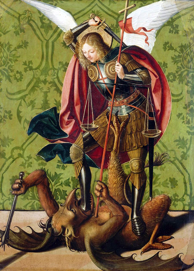 Josse Lieferinxe, "St. Michael Killing the Dragon" (c. 1500) Josse Lieferinxe, "St. Michael Killing the Dragon" (c. 1500)