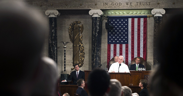 Pope Francis addresses Congress on September 24, 2015. (© L'Osservatore Romano) Pope Francis addresses Congress on September 24, 2015. (© L'Osservatore Romano)
