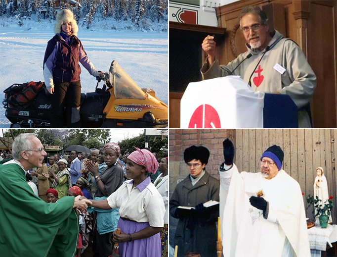 Clockwise, from upper left: Melody Doudna, Father Michael Shields, Father Myron Effing, Father Bob Jalbert Clockwise, from upper left: Melody Doudna, Father Michael Shields, Father Myron Effing, Father Bob Jalbert