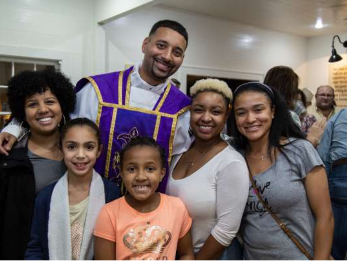 Father Joshua Johnson at Full Grace Cafe. Father Joshua Johnson at Full Grace Cafe.